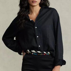 Linen Long Sleeve Collared Button Down Shirt